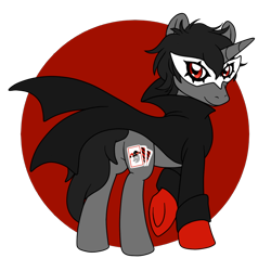 Size: 800x800 | Tagged: safe, artist:perfectpinkwater, pony, unicorn, card, clothes, crossover, gloves, jacket, joker (persona), male, mask, persona, persona 5, ponified, red eyes, ren amamiya, simple background, solo, stallion, super smash bros., super smash bros. ultimate, transparent background
