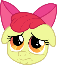 Size: 937x1059 | Tagged: safe, artist:sollace, derpibooru exclusive, apple bloom, earth pony, pony, g4, growing up is hard to do, .svg available, apple bloom's bow, bow, female, filly, floppy ears, foal, frown, hair bow, sad, show accurate, simple background, solo, svg, transparent background, vector
