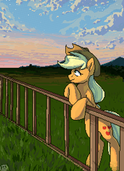 Size: 203x280 | Tagged: safe, artist:tigra0118, applejack, earth pony, pony, g4, applejack's hat, cowboy hat, digital art, hat, picture for breezies, pixel art, solo