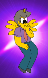 Size: 1881x3025 | Tagged: safe, artist:haileykitty69, alicorn, human, anthro, alicornified, crossover, horn, male, race swap, seymour skinner, the simpsons, wings