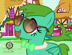 Size: 890x685 | Tagged: safe, alternate version, artist:felzin, oc, oc:luci harmonia, pegasus, pony, bowtie, sunglasses