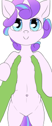 Size: 914x2194 | Tagged: safe, artist:happy harvey, princess flurry heart, oc, oc:anon, alicorn, human, pony, g4, adult, baby, baby pony, belly button, cute, female, filly, flurrybetes, foal, hand, holding a pony, horn, looking at you, male, offscreen character, phone drawing, pov, smiling, smiling at you