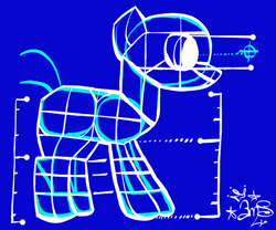 Size: 850x708 | Tagged: safe, artist:amgiwolf, oc, oc only, earth pony, pony, robot, robot pony, blue background, blueprint, earth pony oc, signature, simple background, solo