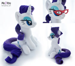 Size: 1600x1394 | Tagged: safe, artist:meplushyou, rarity, pony, unicorn, g4, glasses, irl, photo, plushie, rarity's glasses, solo