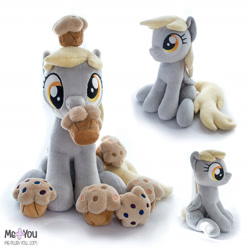 Size: 1600x1593 | Tagged: safe, artist:meplushyou, derpy hooves, pegasus, pony, g4, cute, derpabetes, food, irl, mouth hold, muffin, photo, plushie, solo