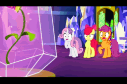 Size: 720x480 | Tagged: safe, ai assisted, ai content, edit, edited screencap, fifteen.ai, screencap, sound edit, apple bloom, scootaloo, sweetie belle, earth pony, pegasus, pony, unicorn, g4, growing up is hard to do, age spell, aivo, animated, bow, crystal, cutie map, cutie mark, cutie mark crusaders, female, hair bow, looking at each other, older, older apple bloom, older cmc, older scootaloo, older sweetie belle, smiling, sound, table, the cmc are now legal, the cmc's cutie marks, this will end in tears and/or death and/or covered in tree sap, twilight's castle, webm