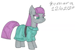 Size: 1280x875 | Tagged: safe, artist:cmara, maud pie, earth pony, pony, g4, belt, clothes, dress, eyeshadow, female, makeup, mare, simple background, solo, traditional art, white background