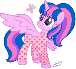 Size: 1023x928 | Tagged: safe, artist:muhammad yunus, derpibooru exclusive, oc, oc only, oc:hsu amity, alicorn, butterfly, pony, g4, base used, clothes, cute, donut steel, female, glasses, heart, mare, not twilight sparkle, simple background, smiling, solo, transparent background
