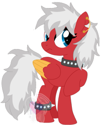Size: 439x547 | Tagged: safe, artist:pure-blue-heart, oc, oc only, oc:sour cherry, pegasus, pony, choker, female, mare, simple background, solo, spiked anklets, spiked choker, transparent background