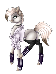 Size: 1358x1786 | Tagged: safe, artist:minelvi, oc, oc only, earth pony, pony, choker, clothes, earth pony oc, leg warmers, simple background, solo, transparent background