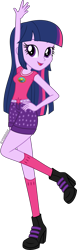 Size: 4597x14943 | Tagged: safe, artist:alandssparkle, twilight sparkle, equestria girls, g4, my little pony equestria girls: legend of everfree, absurd resolution, belt, boots, camp everfree logo, camp everfree outfits, camping outfit, clothes, clothes swap, female, hand on hip, hot pants, long socks, looking at you, open mouth, shirt, shoes, shorts, signature, simple background, solo, transparent background, vector