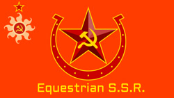 Size: 1280x720 | Tagged: safe, princess celestia, g4, caption, communism, cutie mark, equestrian ssr, flag, hammer and sickle, horseshoes, red star, soviet union, sun, text