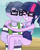 Size: 968x1208 | Tagged: safe, artist:grapefruitface1, micro chips, sci-twi, twilight sparkle, equestria girls, g4, base used, beach, carrying, clothes, duo, eyes closed, female, glasses, happy, male, microlight, one-piece swimsuit, shipping, show accurate, smiling, straight, stripes, swimsuit