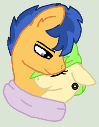 Size: 285x367 | Tagged: safe, artist:jadeharmony, cherry crash, flash sentry, pony, g4, clothes, equestria girls ponified, female, flashcrash, male, ponified, scarf, shared clothing, shared scarf, shipping, straight
