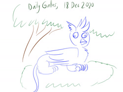 Size: 1280x960 | Tagged: safe, artist:horsesplease, gallus, griffon, g4, derp, doodle, gallus the rooster, gallusposting, lying down, prone, solo, tree