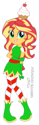 Size: 861x2765 | Tagged: safe, artist:spidey-gamer-crack, sunset shimmer, equestria girls, g4, christmas, elf costume, female, holiday, looking at you, simple background, smiling, solo, transparent background