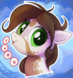Size: 420x447 | Tagged: safe, artist:dotkwa, oc, oc only, oc:dotmare, earth pony, pony, abstract background, bust, female, looking at you, mare, open mouth, portrait, solo, white outline
