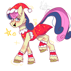 Size: 768x768 | Tagged: safe, artist:valkiria, derpibooru exclusive, bon bon, sweetie drops, earth pony, pony, g4, adorabon, christmas, cute, female, happy, holiday, looking at you, mare, open mouth, simple background, smiling, smiling at you, solo, unshorn fetlocks, white background
