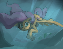 Size: 888x688 | Tagged: safe, artist:dotkwa, fluttershy, pegasus, pony, g4, female, mare, solo, swimming, underwater, watershy, wings