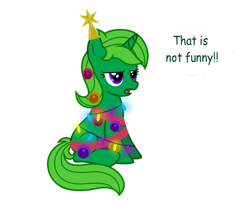 Size: 1280x1053 | Tagged: safe, artist:tenderrain-art, oc, oc only, oc:lime dream, pony, unicorn, christmas, christmas lights, christmas ornament, decoration, female, holiday, mare, simple background, solo, transparent background