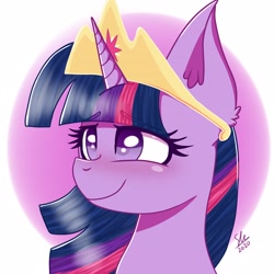 Size: 3098x3098 | Tagged: safe, artist:galaxy swirl, twilight sparkle, alicorn, pony, g4, the last problem, blushing, crown, ear fluff, female, high res, jewelry, mare, regalia, smiling, solo, twilight sparkle (alicorn)
