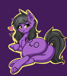 Size: 1800x2052 | Tagged: safe, artist:ameliacostanza, oc, oc only, oc:augen, bat pony, pony, butt, commission, female, lying down, mare, owo, plot, prone, solo, ych result