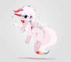 Size: 1600x1400 | Tagged: safe, artist:heddopen, oc, oc only, pony, ear fluff, gray background, horn, looking at you, simple background, solo, tail fluff