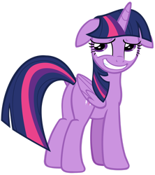 Size: 1280x1440 | Tagged: safe, artist:andoanimalia, twilight sparkle, alicorn, pony, g4, the washouts (episode), awkward smile, butt, female, floppy ears, folded wings, looking back, mare, plot, simple background, smiling, solo, transparent background, twibutt, twilight sparkle (alicorn), vector, wings