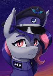 Size: 2105x3000 | Tagged: safe, artist:mrscroup, oc, oc only, oc:galaxy rose, bat pony, pony, equestria at war mod, bust, clothes, high res, military uniform, portrait, solo, uniform