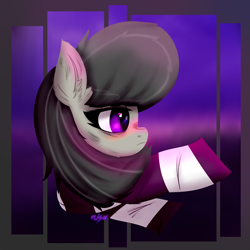 Size: 2000x2000 | Tagged: safe, artist:mjsw, octavia melody, earth pony, pony, g4, blushing, clothes, female, high res, lineless, mare, sad, scarf, solo