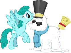 Size: 4027x3000 | Tagged: safe, artist:cloudy glow, spring melody, sprinkle medley, earth pony, pegasus, pony, g4, hearth's warming eve (episode), .ai available, bipedal, clothes, female, hat, mare, mouth hold, scarf, simple background, snowpony, solo, top hat, transparent background, vector