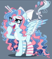 Size: 888x1000 | Tagged: safe, artist:gihhbloonde, oc, pegasus, pony, animated, clothes, female, gif, mare, offspring, parent:pinkie pie, parent:soarin', parents:soarinpie, socks, solo, striped socks