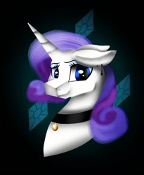 Size: 900x1095 | Tagged: safe, artist:rxndxm.artist, rarity, pony, unicorn, g4, bust, choker, cutie mark background, ear piercing, eyelashes, female, makeup, mare, piercing, solo