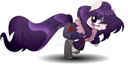 Size: 1280x650 | Tagged: safe, artist:tired-horse-studios, oc, oc only, oc:kowareta, earth pony, pony, clothes, female, mare, simple background, solo, transparent background