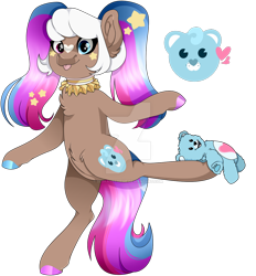 Size: 1280x1382 | Tagged: safe, artist:tired-horse-studios, oc, oc only, earth pony, pony, deviantart watermark, female, heterochromia, mare, obtrusive watermark, simple background, solo, teddy bear, transparent background, watermark