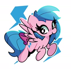 Size: 2000x1957 | Tagged: safe, artist:kindakismet, firefly, pegasus, pony, g1, g4, abstract background, bow, female, flying, g1 to g4, generation leap, looking at you, mare, smiling, solo, spread wings, tail bow, wings