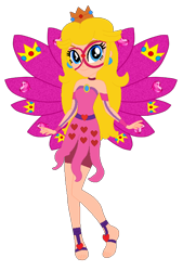 Size: 504x696 | Tagged: safe, artist:cookiechans2, artist:user15432, fairy, human, equestria girls, g4, arcanix, bare shoulders, barefoot, barely eqg related, base used, clothes, crossover, crown, ear piercing, earring, equestria girls style, equestria girls-ified, fairy wings, fairyized, feet, fingerless gloves, gloves, jewelry, nintendo, piercing, pink dress, pink wings, princess peach, rainbow s.r.l, regalia, simple background, solo, strapless, super mario bros., transparent background, wings, winx, winx club, winxified