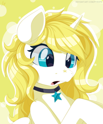 Size: 3500x4200 | Tagged: safe, artist:pyropk, oc, oc only, oc:sparkling wish, alicorn, pony, adorable face, corn, cute, food, jewelry, necklace, solo