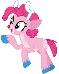 Size: 1024x1280 | Tagged: safe, artist:emeraldblast63, pinkie pie, deer, reindeer, g4, red nose, reindeerified, simple background, solo, species swap, transparent background