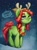 Size: 935x1280 | Tagged: safe, artist:hattiezazu, tree hugger, earth pony, pony, g4, antlers, bandana, bell, bell collar, collar, dreadlocks, female, jingle bells, lidded eyes, looking up, mare, reindeer antlers, smiling, snow, solo, thought bubble
