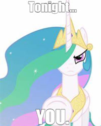 Size: 480x600 | Tagged: safe, princess celestia, alicorn, pony, g4, angry, caption, image macro, imminent rape, imminent sex, looking at you, meme, pointing at you, solo, text, tonight you, underhoof