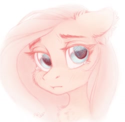 Size: 1200x1171 | Tagged: safe, artist:vird-gi, fluttershy, pegasus, pony, g4, blushing, bust, cheek fluff, chest fluff, cute, ear fluff, female, floppy ears, looking at you, mare, portrait, sad, sadorable, solo, teary eyes, three quarter view