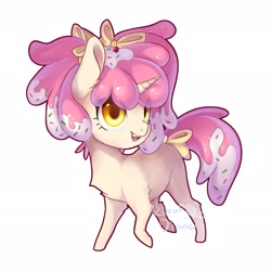 Size: 1773x1773 | Tagged: safe, artist:rikadiane, oc, oc only, oc:icing cream, pony, unicorn, horn, solo, unicorn oc