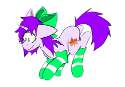 Size: 1868x1290 | Tagged: safe, artist:scarygun1, oc, oc only, oc:mable syrup, pony, unicorn, blind, bow, clothes, simple background, socks, solo, striped socks, transparent background
