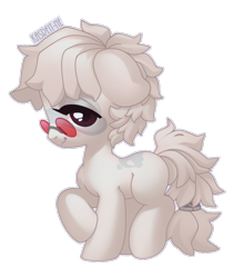 Size: 930x1104 | Tagged: safe, artist:kasreit-ne, oc, oc only, oc:weeping ghostopus, earth pony, pony, chibi, coat markings, glasses, simple background, transparent background