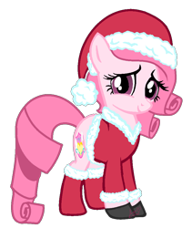 Size: 780x924 | Tagged: safe, artist:muhammad yunus, oc, oc:annisa trihapsari, earth pony, pony, g4, 2018, alternate hairstyle, base used, christmas, clothes, costume, cute, happy, hat, holiday, looking at you, ocbetes, santa costume, santa hat, simple background, smiling, solo, transparent background