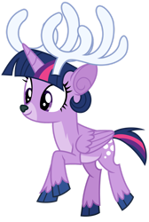 Size: 1024x1523 | Tagged: safe, artist:emeraldblast63, idw, twilight sparkle, alicorn, deer, deer pony, original species, peryton, pony, reindeer, g4, cute, deerlight sparkle, reindeerified, simple background, solo, species swap, transparent background, twiabetes, twilight sparkle (alicorn)