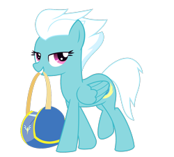Size: 1420x1280 | Tagged: safe, alternate version, artist:bnau, derpibooru exclusive, fleetfoot, pegasus, pony, g4, .svg available, bag, female, lidded eyes, looking at you, mouth hold, show accurate, simple background, smiling, solo, standing, svg, transparent background, vector, wings
