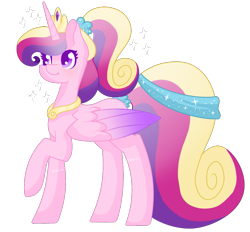 Size: 1079x1000 | Tagged: safe, artist:yokiix, princess cadance, alicorn, pony, g4, colored wings, crown, cute, cutedance, female, gradient wings, jewelry, mare, raised hoof, regalia, simple background, solo, transparent background, wings