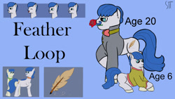 Size: 1280x720 | Tagged: safe, artist:schumette14, oc, oc:feather loop, earth pony, pony, next generation, parent:blueberry curls, parent:lockdown, parents:lockurls, redesign, reference sheet, romantic, twins